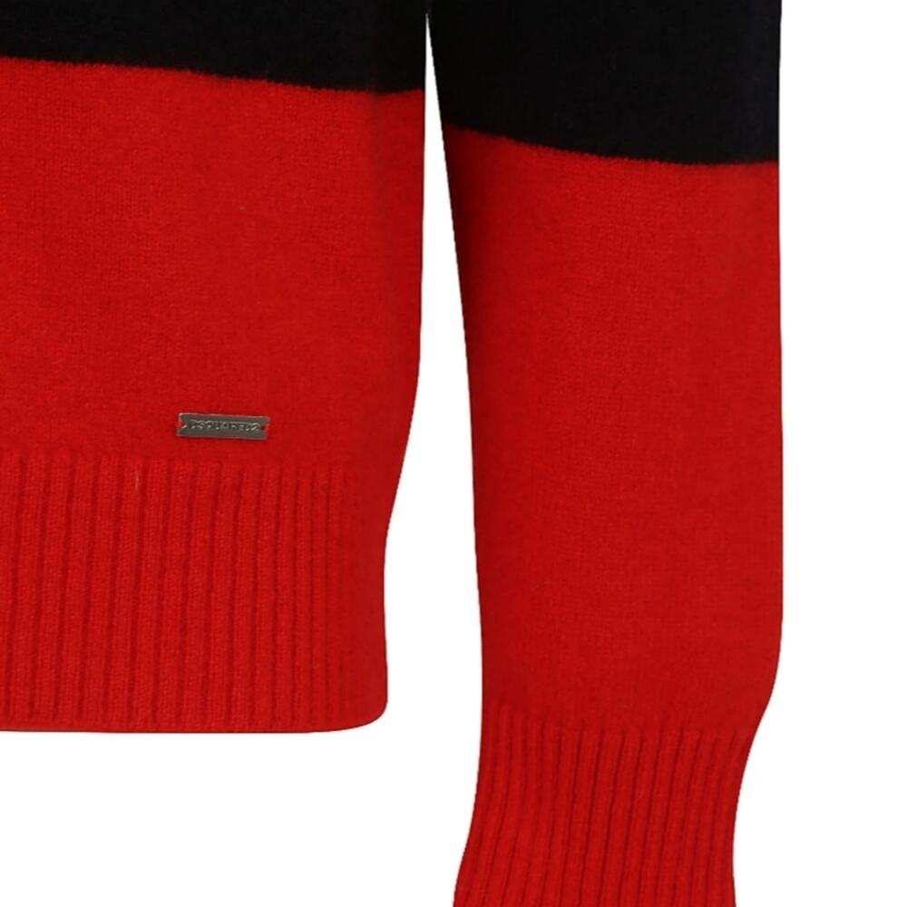 NWT$550 DSQUARED2 Mens 100% Wool Red Black Green Stripe Crewneck Sweater Sz Med - Picture 4 of 11
